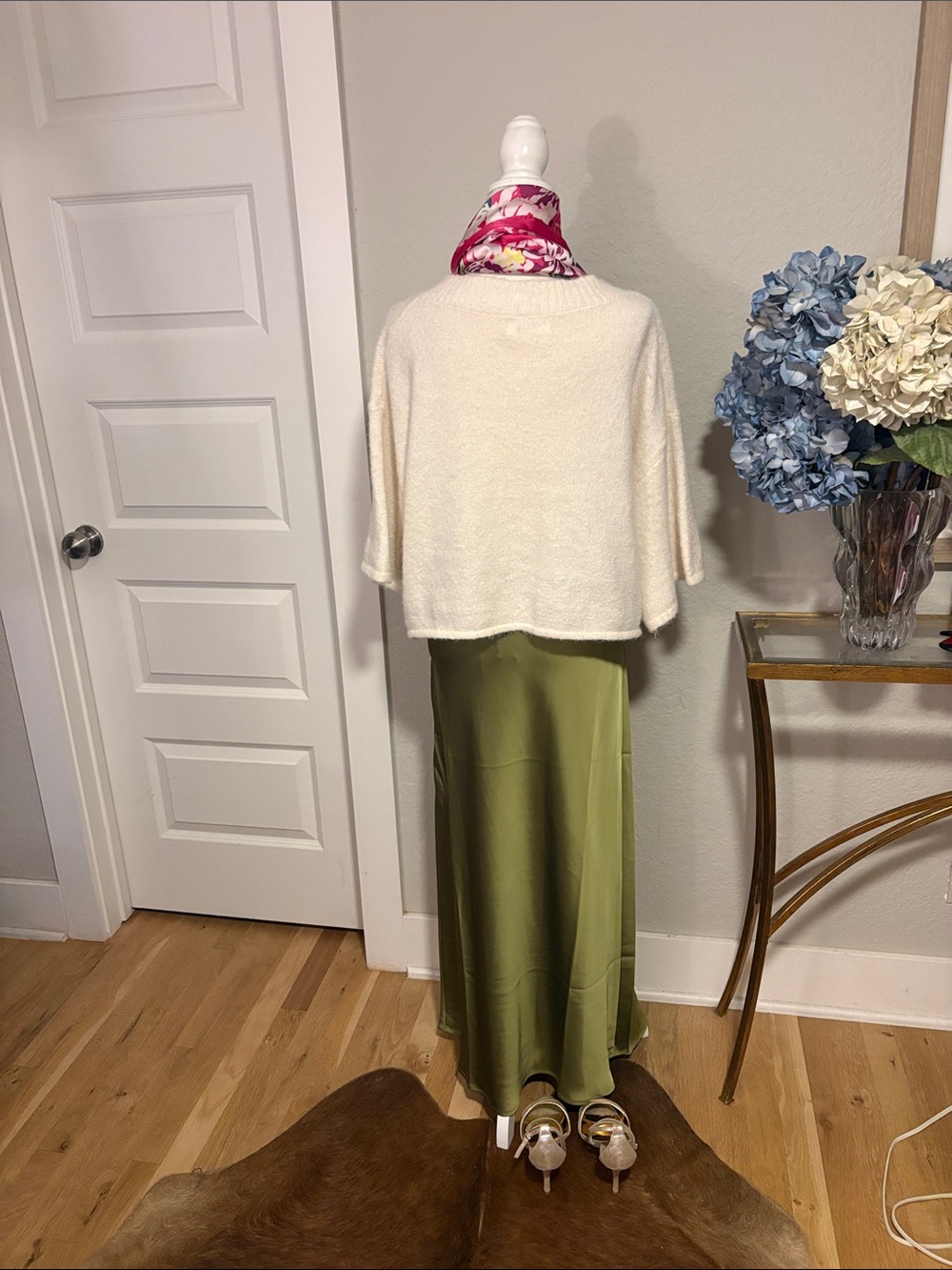 Commense Olive Satin Maxi Skirt - Picture 4 of 5